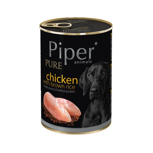 PIPER PURE Chicken 400g kuře a hnědá rýže konzerva pro dospělé psy