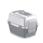 STEFANPLAST WivaCat Praktická krytá kočičí toaleta s filtrem a lopatkou bílá/šedá 55x40x40cm