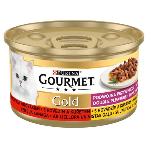 GOURMET GOLD s hovězím a kuřecím 85g směs grilovaných a uzených kousků