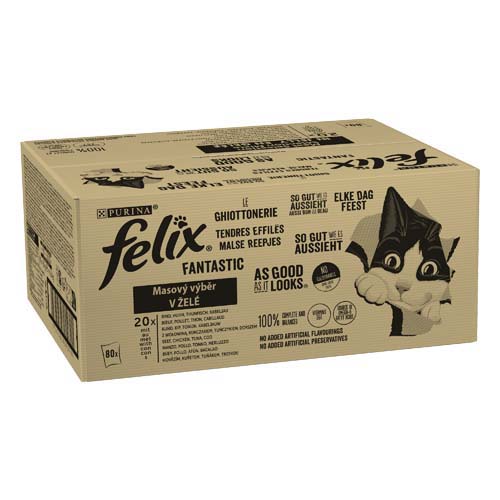 FELIX Fantastic Multipack 80x85g hovězí,kuře,tuňák,třeska v želé