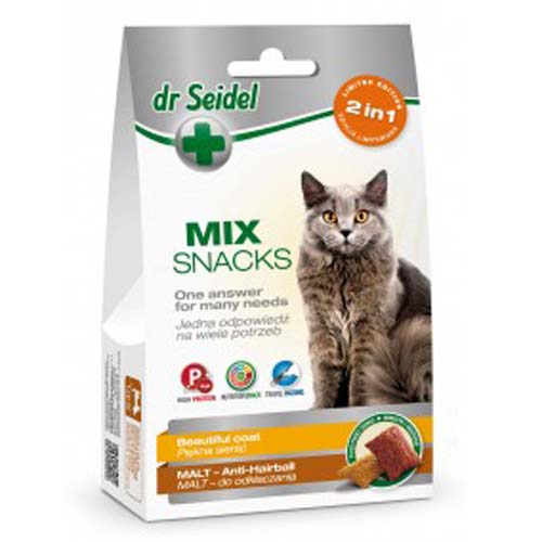 DR. SEIDEL snacks for cats - MIX 2 in 1 for beautiful coat & malt 60g