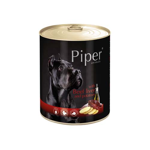 PIPER ADULT 800g konzerva pro dospělé psy hovězí játra a brambory
