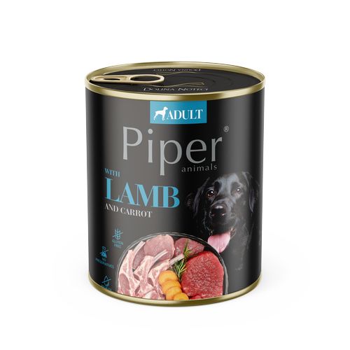 PIPER ADULT 800g konzerva pro dospelé psy jehně, mrkev a hnědá rýže