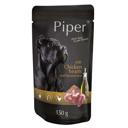 PIPER ADULT 150g kapsička pro dospělé psy kuřecí srdce a hnědá rýže