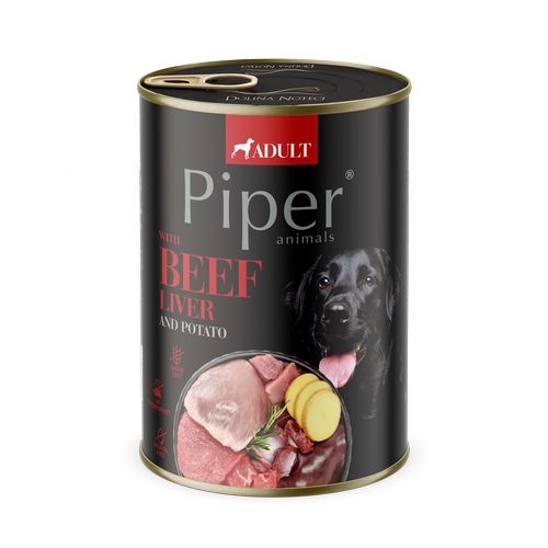 PIPER ADULT 400g konzerva pro dospělé psy hovězí játra a brambory