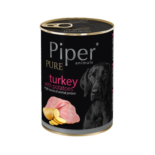 PIPER PLATINUM PURE 400g krůta a brambory  konzerva pro dospělé psy