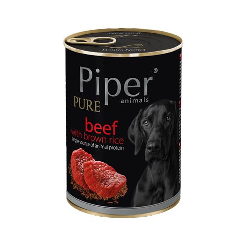 PIPER PLATINUM PURE 400g hovězí a hnědá rýže konzerva pro dospělé psy