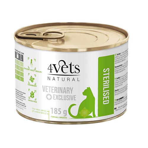 4Vets NATURAL VETERINARY EXCLUSIVE STERILISED 185g pro kočky po sterilizaci a kastraci
