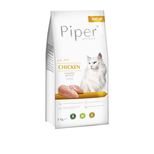 PIPER ANIMALS ADULT fresh Chicken 3kg granule pro kočky všech plemen s čerstvým kuřecím masem