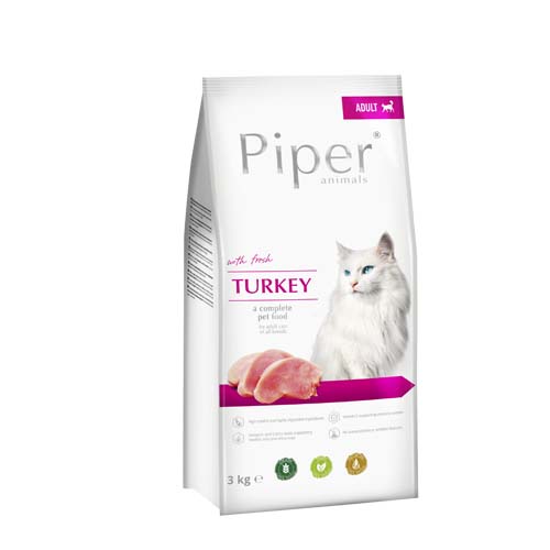 PIPER ANIMALS ADULT fresh Turkey 3kg granule pro dospělé kočky všech plemen s čerstvým krocanem