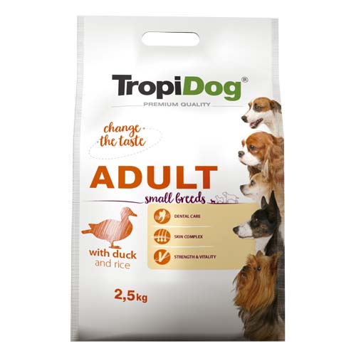 TropiDog Premium Adult Small 2,5kg kachní s rýží