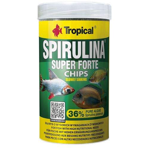 TROPICAL Super Spirulina Forte Chips 250ml/130g tabletové krmivo pro ryby se spirulinou