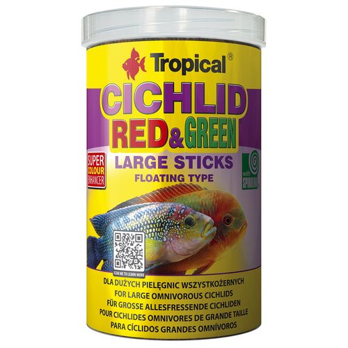 TROPICAL Cichlid Red&Green Large Sticks 1000ml/300g tyčinky pro střední velké všežravé cichlidy