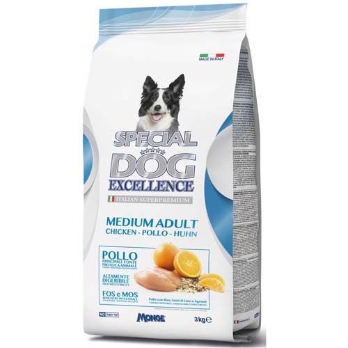 MONGE SPECIAL DOG EXCELLENCE MEDIUM ADULT Chicken 3kg 28/18 superprémiové krmivo pro psy