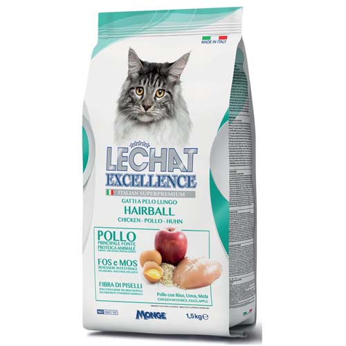 MONGE LECHAT EXCELLENCE HAIRBALL 1,5kg 30/14 superprémiové krmivo pro kočky