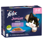 FELIX Fantastic Junior Multipack 12x85g hovězí, kuře, sardinky, losos v želé
