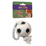 COBBYS PET AIKO FUN Fotbalový míč na laně 26cm, průměr 7cm gumová hračka pro psy