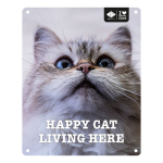 EBI D&D I LOVE HAPPY CATS kovová tabulka: ,,Happy cat living here