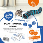 DUVO+ Hrací tunel pro kočky s míčem a zvonkem 122x25cm -modročierny